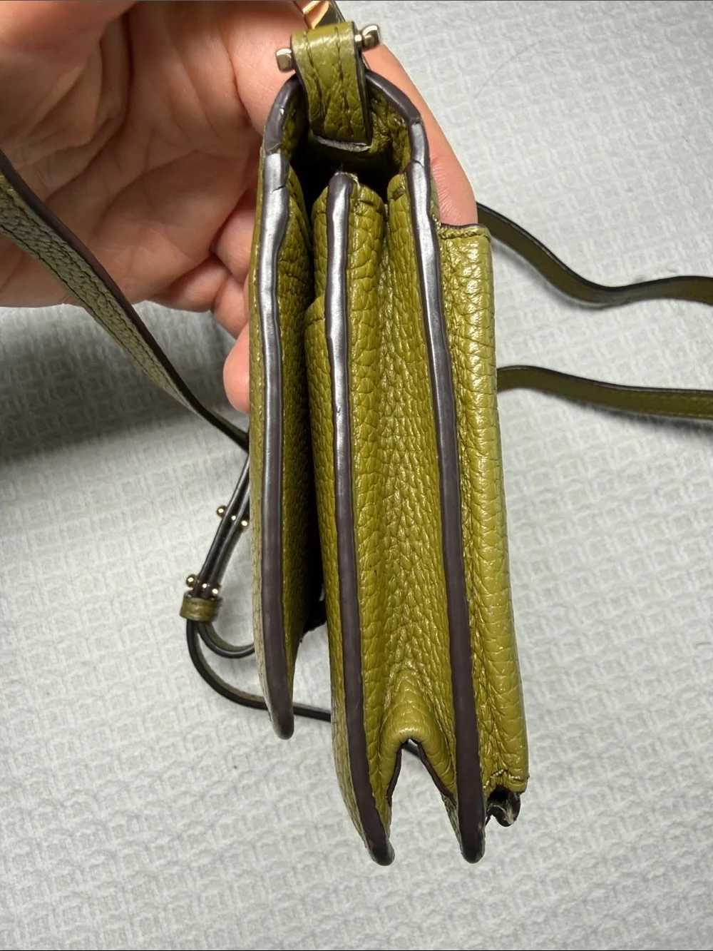 Michael Kors olive green wallet crossbody small leather bag